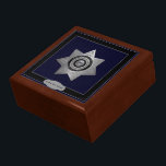 Correctional Officer Silver Badge Trinket Box<br><div class="desc">Correctional Officer Badge is a graphic art design. The badge is created in silver and black with a small touch of blue. A decorative seven (7) point silver star forms the badge. Text curving the top of the badge reads: DEPARTMENT OF CORRECTIONS. Text curving the bottom reads: CORRECTIONAL OFFICER. These...</div>