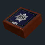 Correctional Officer Silver Badge Trinket Box<br><div class="desc">Correctional Officer Badge is a graphic art design. The badge is created in silver and black with a small touch of blue. A decorative seven (7) point silver star forms the badge. Text curving the top of the badge reads: DEPARTMENT OF CORRECTIONS. Text curving the bottom reads: CORRECTIONAL OFFICER. These...</div>