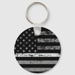 Correctional Officer Thin Grey Line American Flag Keychain