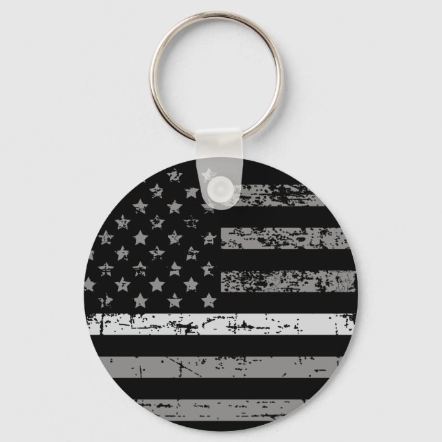 Correctional Officer Thin Grey Line American Flag Keychain (Front)