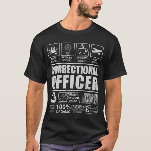 Correctional Officer Warning Thin Silver Line T_Shirt