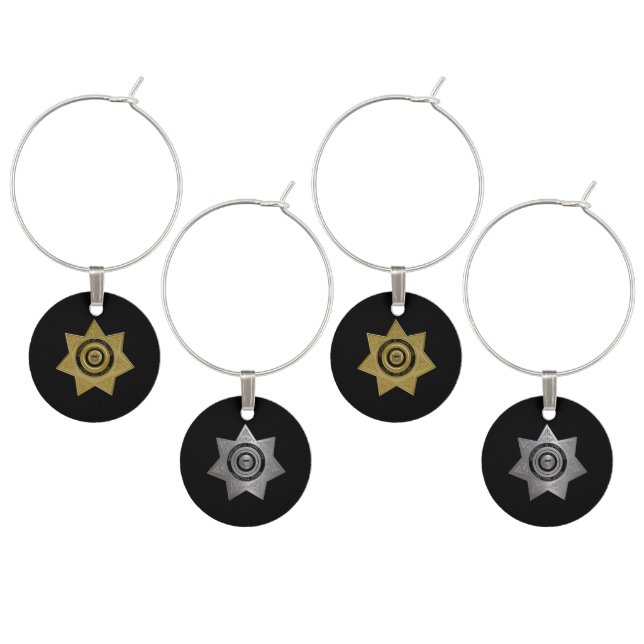 Correctional Officer Wine Charms-Black Wine Charm (Staggered)