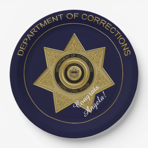 Correctional Officers Badge Gold 03_Paper Plates