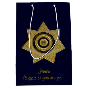 Correctional Officers Badge,Gold-Blue-Med Gift Bag