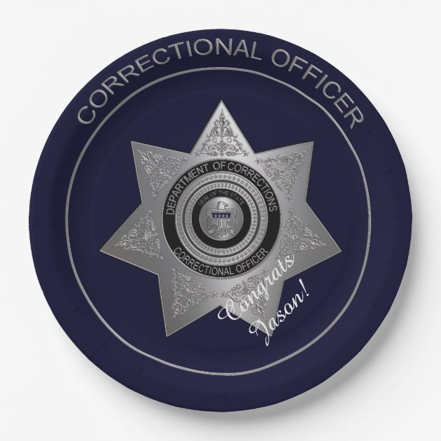 Correctional Officers Badge,Silver 01-Paper Plates