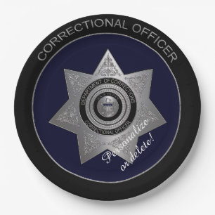 Correctional Officers Badge,Silver 02-Paper Plates