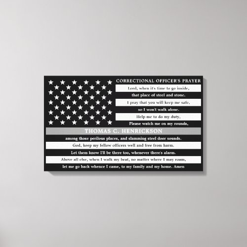 Correctional Officers Prayer Thin Gray Line Canvas Print