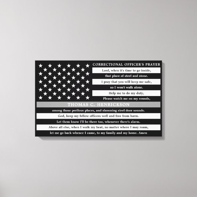 Correctional Officers Prayer Thin Gray Line Canvas Print (Front)