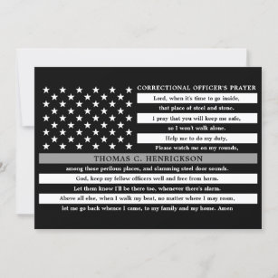 Correctional Officers Prayer Thin Gray Line Thank  Thank You Card