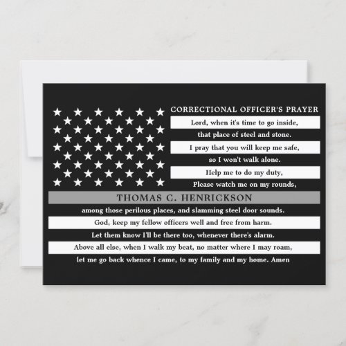 Correctional Officers Prayer Thin Gray Line Thank  Thank You Card