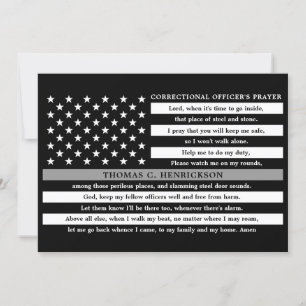Correctional Officers Prayer Thin Gray Line Thank  You Card