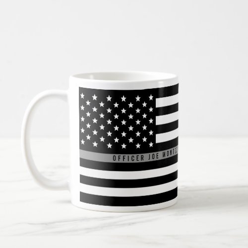 Correctional Thin Gray Line American Flag Add Name Coffee Mug
