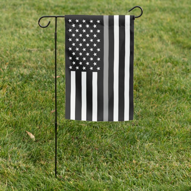Correctional Thin Gray Line American Garden Flag (In SItu)