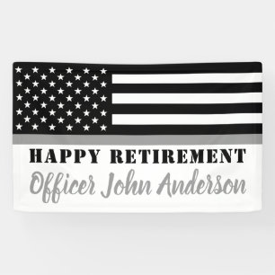 Correctional Thin Gray Line Flag Happy Retirement Banner