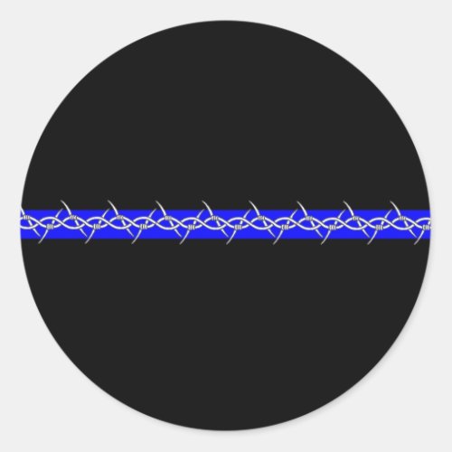 Corrections Barbed Wire Blue Line Classic Round Sticker