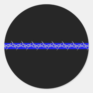 Corrections Barbed Wire Blue Line Classic Round Sticker