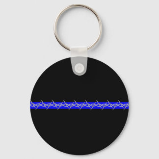 Corrections Barbed Wire Blue Line Keychain