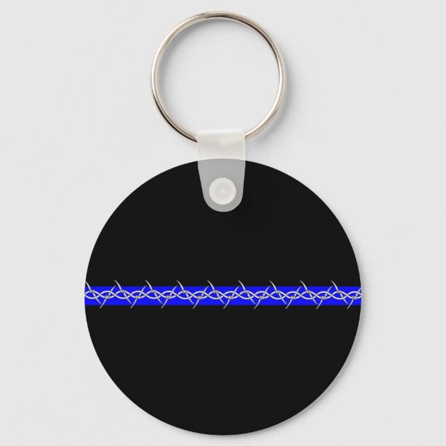 Corrections Barbed Wire Blue Line Keychain (Front)