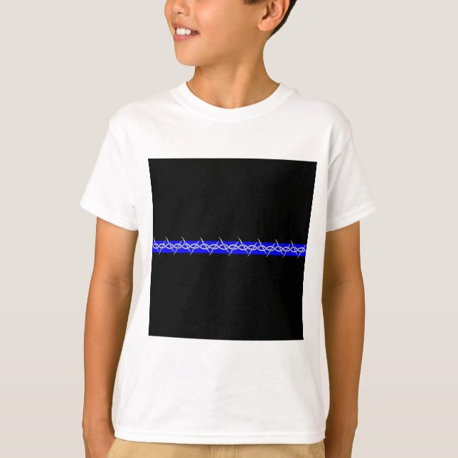 Corrections Barbed Wire Blue Line T-Shirt (Front)