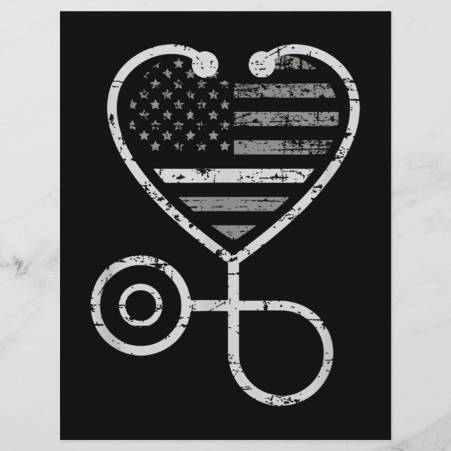 Corrections Nurse Thin Grey Line Heart US Flag Letterhead (Front)