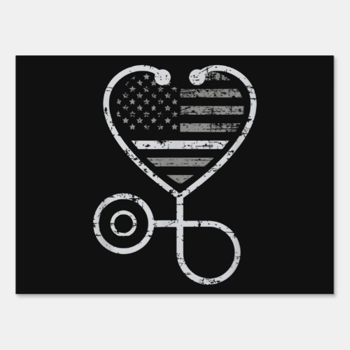 Corrections Nurse Thin Grey Line Heart US Flag Sign