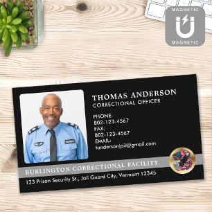 Corrections Officer Custom Photo Prison Guard Logo Business Card Magnet