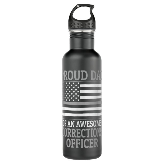 Corrections Officer Dad Stainless Steel Water Bottle (Front)