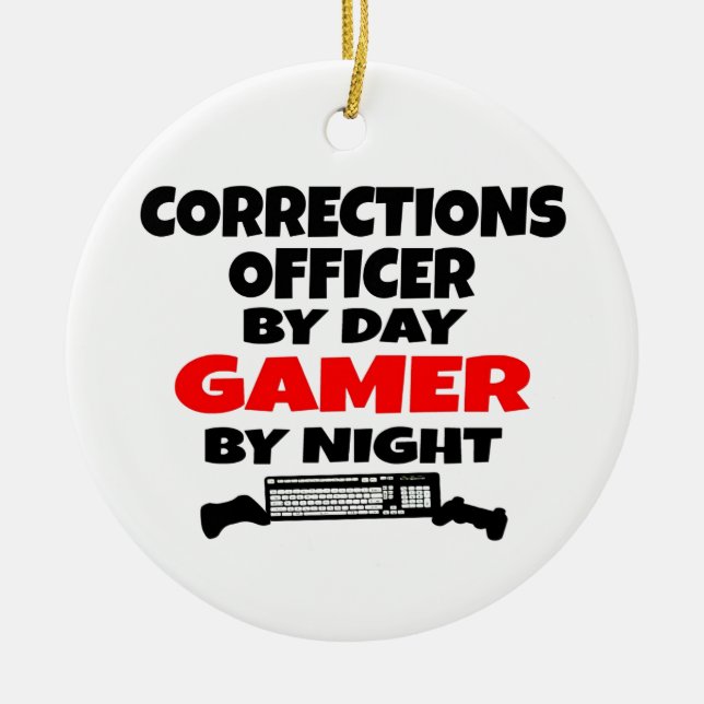 Corrections Officer Gamer Ceramic Ornament (Front)