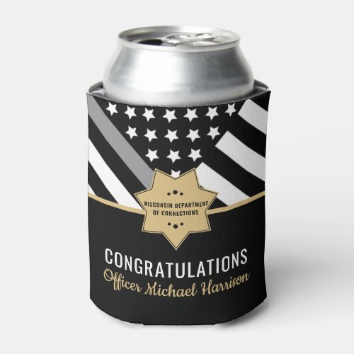 Corrections Officer Graduation Party Flag Can Cooler