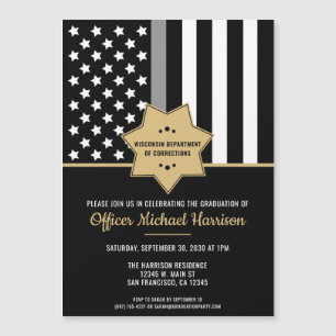 Corrections Officer Graduation Party Flag Magnetic Invitation