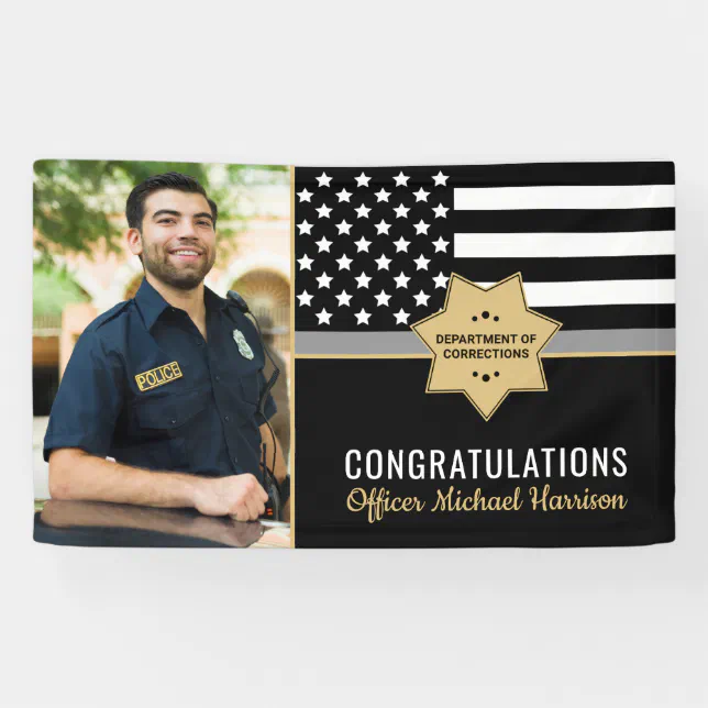 Corrections Officer Graduation Party Flag Photo Banner | Zazzle