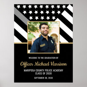 Corrections Officer Graduation Party Flag Photo Poster