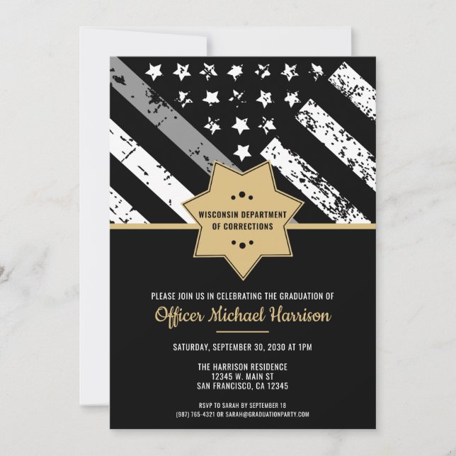 Corrections Officer Graduation Party Parole Guard Invitation (Front)