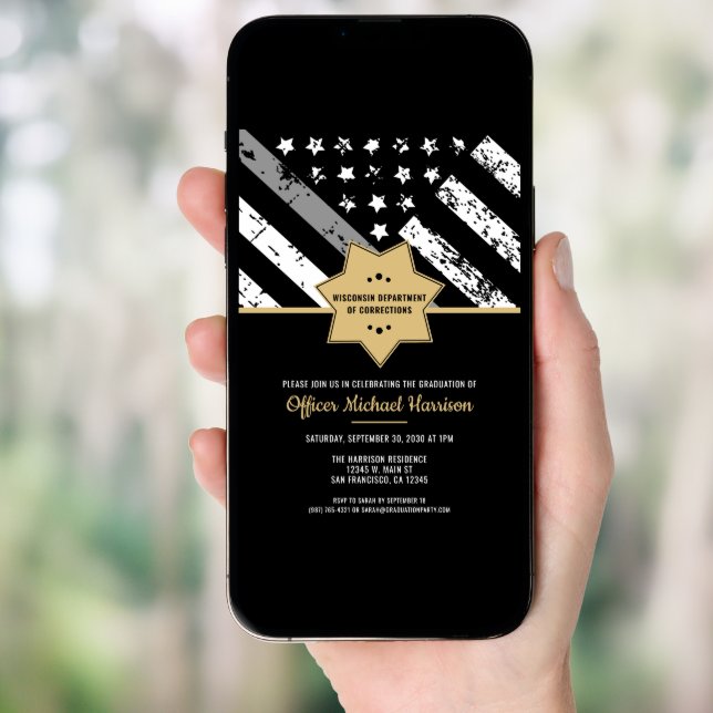 Corrections Officer Graduation Party Parole Guard Invitation (Front Digital)