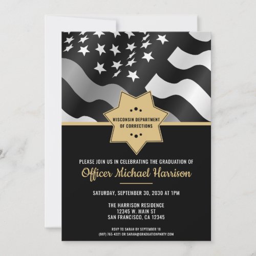 Corrections Officer Graduation Party Silver Flag