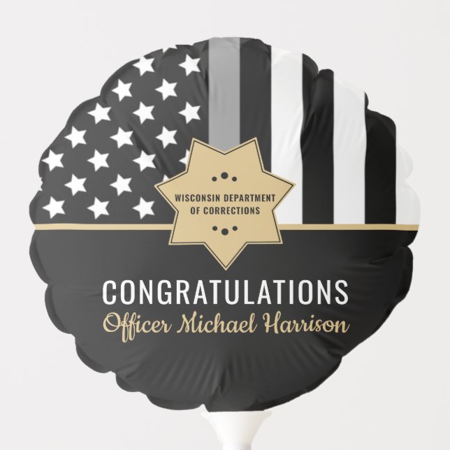Corrections Officer Graduation Party Silver Line Balloon (Front)