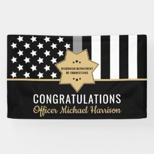 Corrections Officer Graduation Party Silver Line Banner