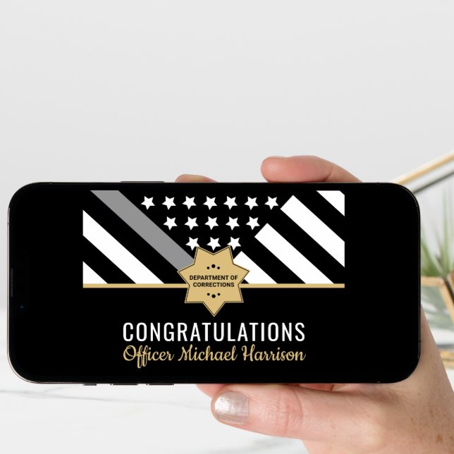 Corrections Officer Graduation Party Silver Line Card (Front Digital)