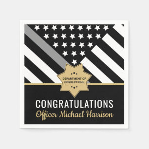 Corrections Officer Graduation Party Silver Line Napkins