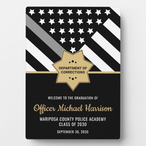 Corrections Officer Graduation Party Welcome Plaque