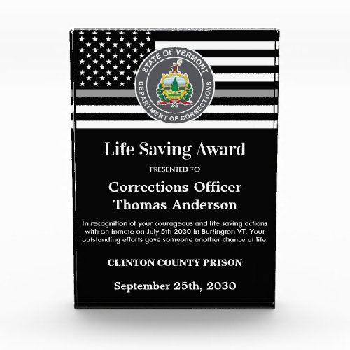 Corrections Officer Life Saving Department Logo Acrylic Award