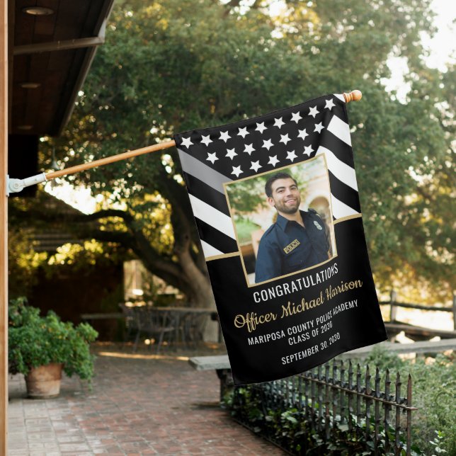 Corrections Officer Photo Graduation Party House Flag (In SItu)
