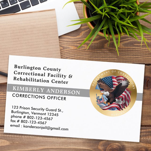 Corrections Officer Prison Security Badge Logo Business Card (Creator Uploaded)