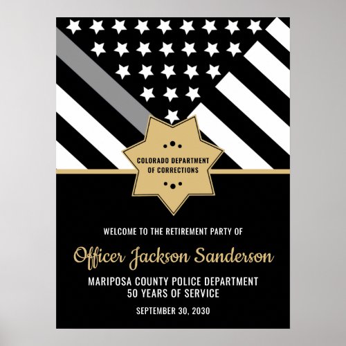 Corrections Officer Retirement Party Silver Line Poster