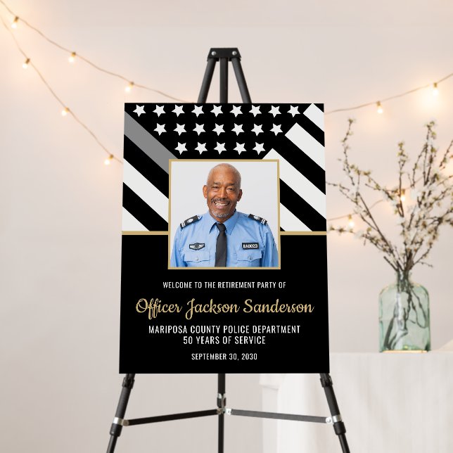 Corrections Officer Retirement Silver Line Photo Foam Board (In Situ (Stand))