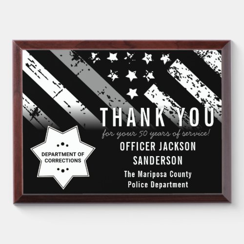 Corrections Officer Retirement Thin Silver Line Award Plaque