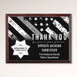 Corrections Officer Retirement Thin Silver Line Award Plaque<br><div class="desc">This design features a corrections officer flag with black and white stripes,  and a thin silver line stripe as well. This design is great for showing appreciation to an officer celebrating an anniversary or thanking a retiring officer,  lieutenants,  guards,  counselors,  administrators and more for their years of service.</div>