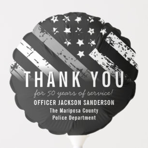Corrections Officer Retirement Thin Silver Line Balloon