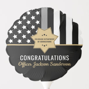 Corrections Officer Retirement Thin Silver Line Balloon