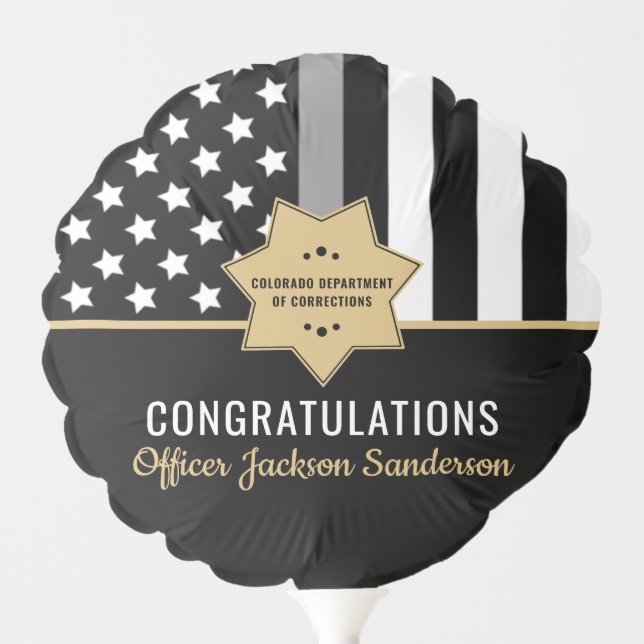 Corrections Officer Retirement Thin Silver Line Balloon (Front)